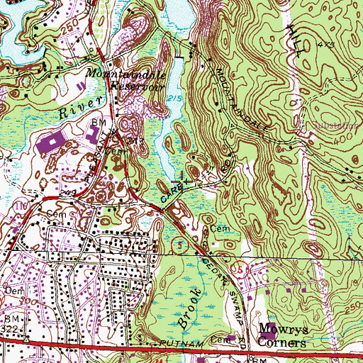 Topographic Map of Reaper Brook, RI