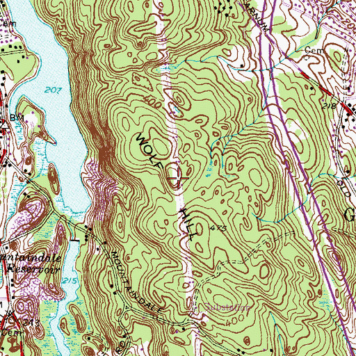 Topographic Map of Wolf Hill, RI