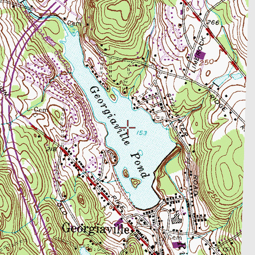 Topographic Map of Georgiaville Pond, RI