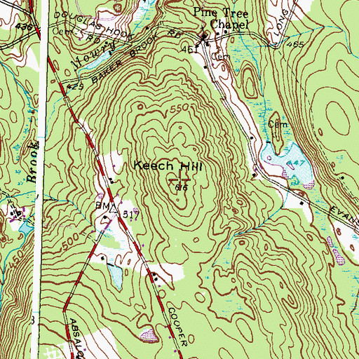Topographic Map of Keech Hill, RI