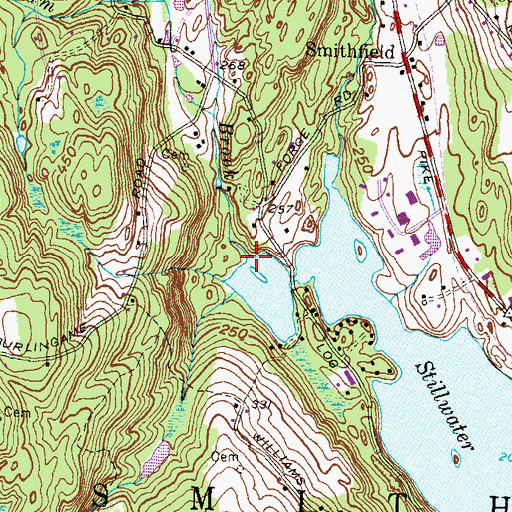 Topographic Map of Latham Brook, RI