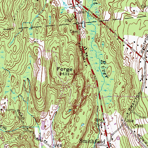 Topographic Map of Forge Hill, RI