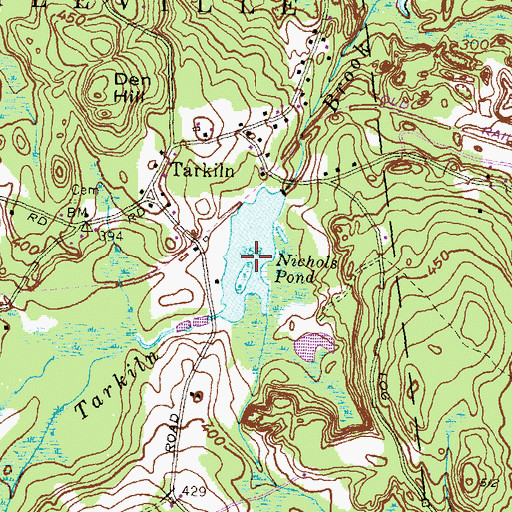 Topographic Map of Nichols Pond, RI