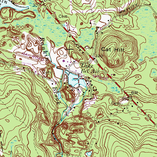 Topographic Map of Lake Bel Air, RI
