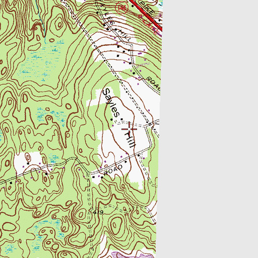 Topographic Map of Sayles Hill, RI