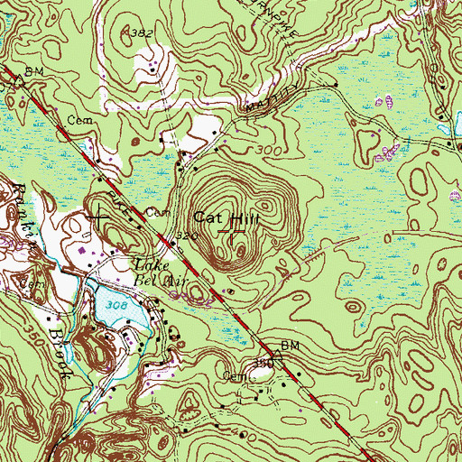 Topographic Map of Cat Hill, RI