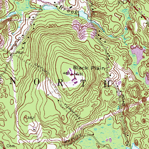 Topographic Map of Black Plain Hill, RI