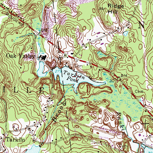 Topographic Map of Tarkiln Pond, RI