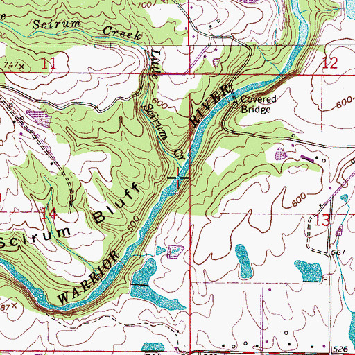 Topographic Map of Little Scirum Creek, AL