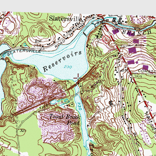 Topographic Map of Trout Brook, RI
