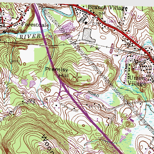 Topographic Map of Premisy Hill, RI