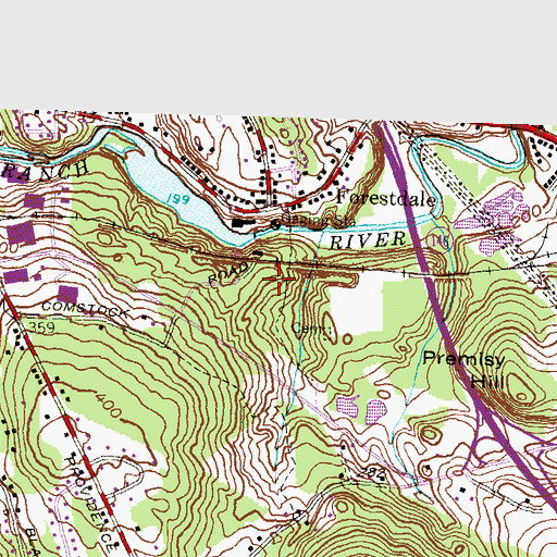 Topographic Map of Forestdale, RI