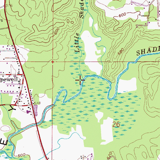 Topographic Map of Little Shades Creek, AL