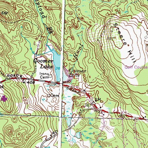 Topographic Map of Hunt Brook, RI