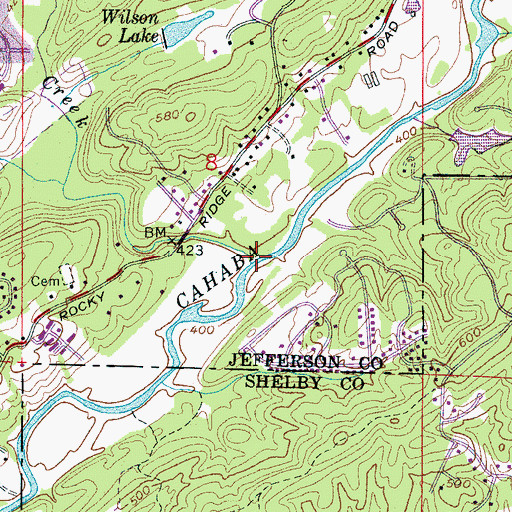 Topographic Map of Little Shades Creek, AL