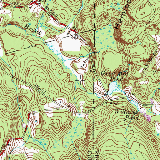 Topographic Map of Shady Oak Brook, RI