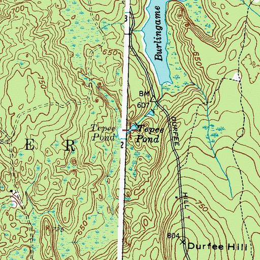 Topographic Map of Tepee Pond, RI