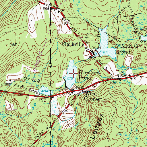 Topographic Map of Hawkins Pond, RI