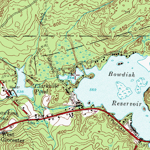 Topographic Map of Bowdish Reservoir, RI