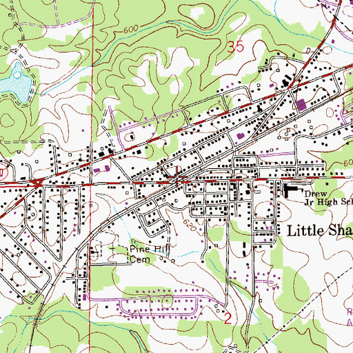 Topographic Map of Little Shawmut, AL