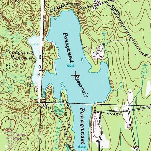 Topographic Map of Ponaganset Reservoir, RI