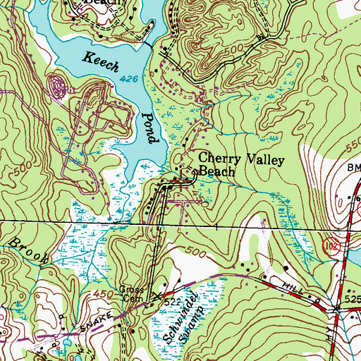 Topographic Map of Cherry Valley Beach, RI