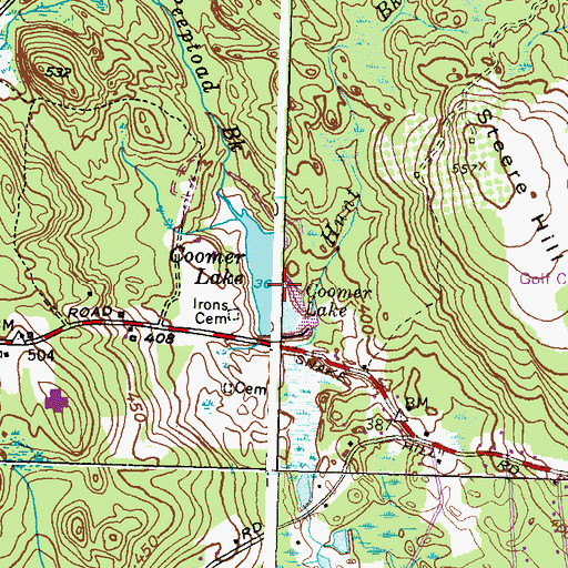 Topographic Map of Coomer Lake, RI