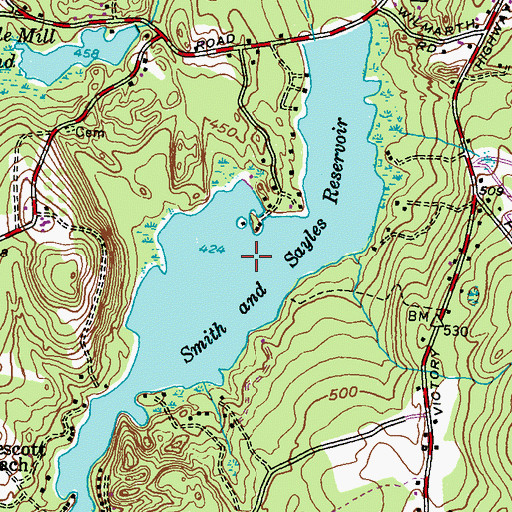 Topographic Map of Smith and Sayles Reservoir, RI