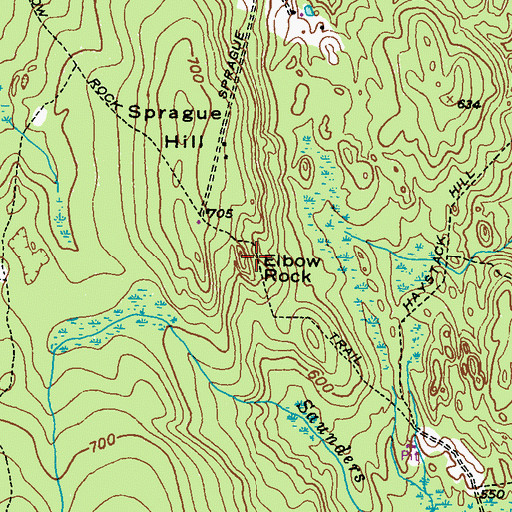 Topographic Map of Elbow Rock, RI