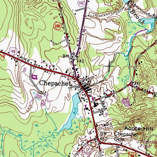 Topographic Map of Chepachet, RI