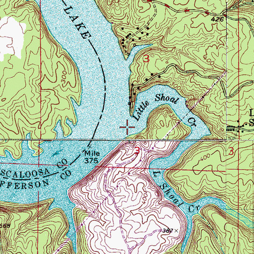Topographic Map of Little Shoal Creek, AL