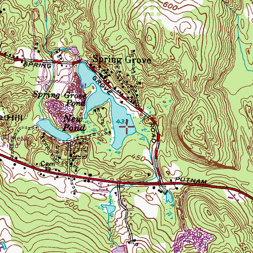 Topographic Map of Spring Grove Pond, RI