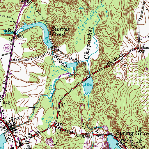Topographic Map of Sucker Brook, RI