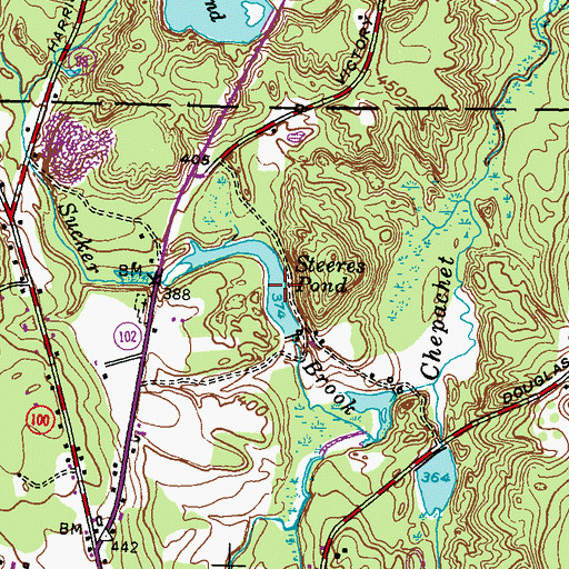 Topographic Map of Steeres Pond, RI