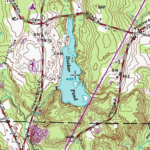 Topographic Map of Sucker Pond, RI