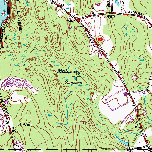 Topographic Map of Malavary Swamp, RI