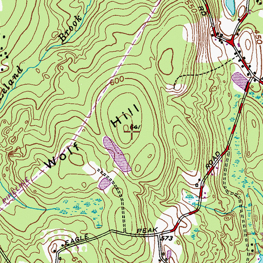Topographic Map of Wolf Hill, RI