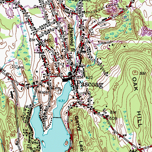 Topographic Map of Pascoag, RI