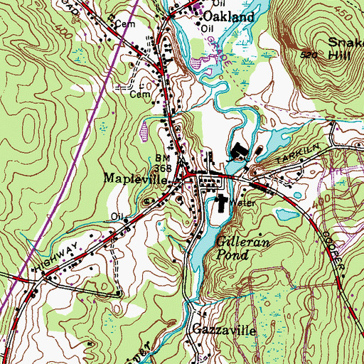 Topographic Map of Mapleville, RI