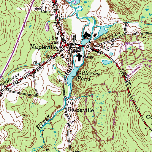 Topographic Map of Gilleran Pond, RI