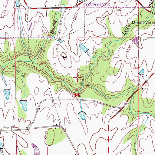 Topographic Map of Little Slab Creek, AL