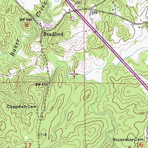 Topographic Map of Little Socapatoy Creek, AL