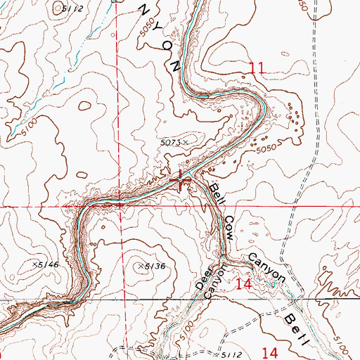 Topographic Map of Bell Cow Canyon, AZ