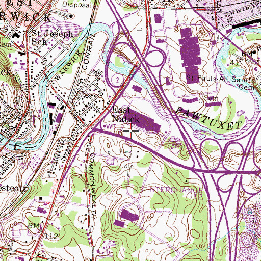 Topographic Map of East Natick, RI