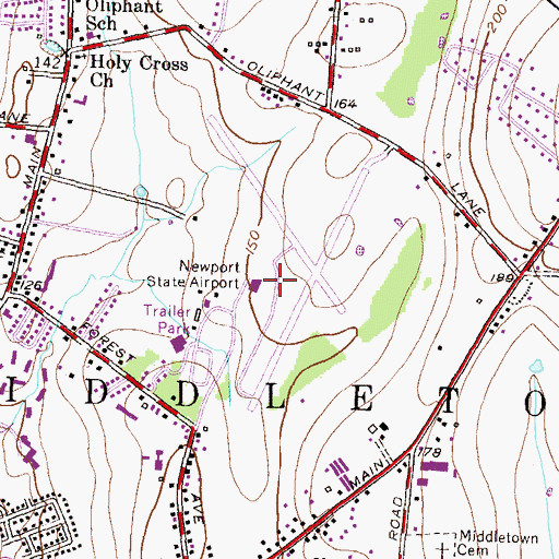 Topographic Map of Newport State Airport, RI