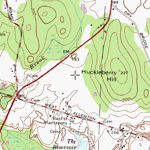 Topographic Map of Albert Farms Airport (historical), RI