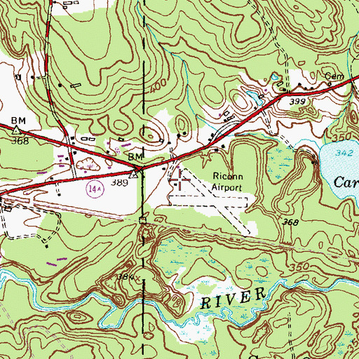 Topographic Map of Riconn Airport, RI