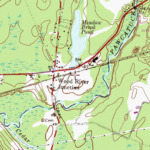 Topographic Map of Wood River Junction Dam, RI