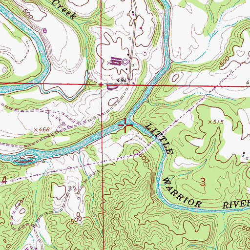 Topographic Map of Little Warrior River, AL