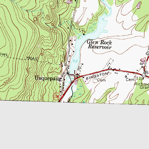 Topographic Map of Glen Rock Reservoir Dam, RI
